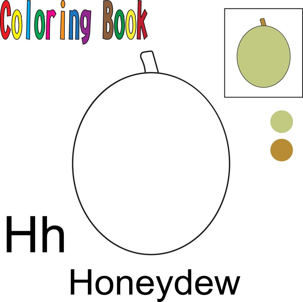 Cartoon Honeydew. Coloring book with a fruit theme. Vector illustration graphic. Good for children to learn and color.