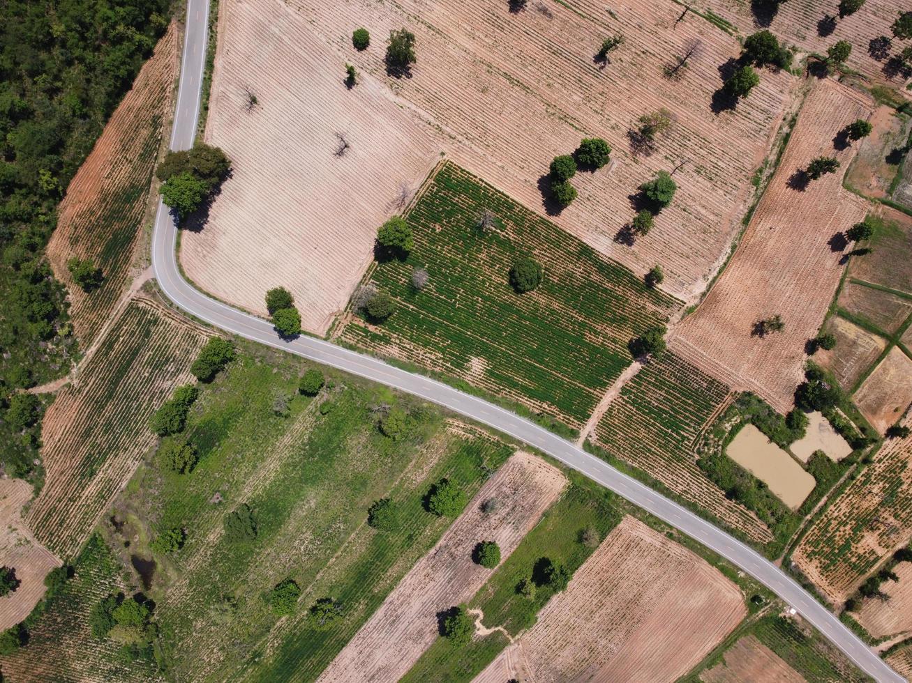 Mountainside farmland in rural Thailand, landscape photography, Drone photography photo