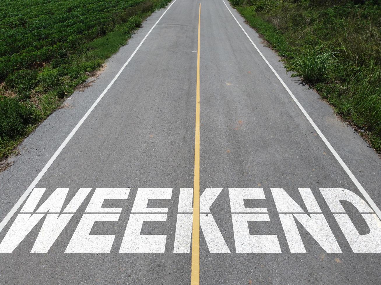 Aerial photography of country roads with WEEKEND text, Weekend concept photo