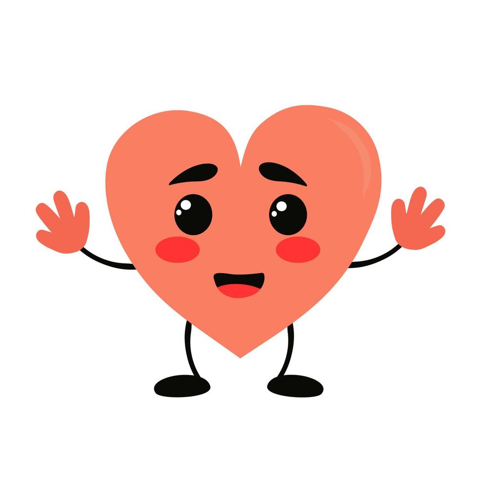 Kawaii Heart with Face Emotions. vector