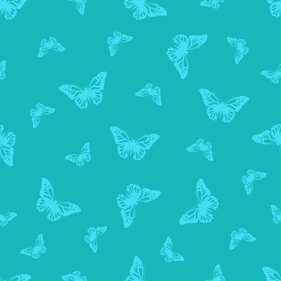Blue Seamless Pattern with Butterflies. vector