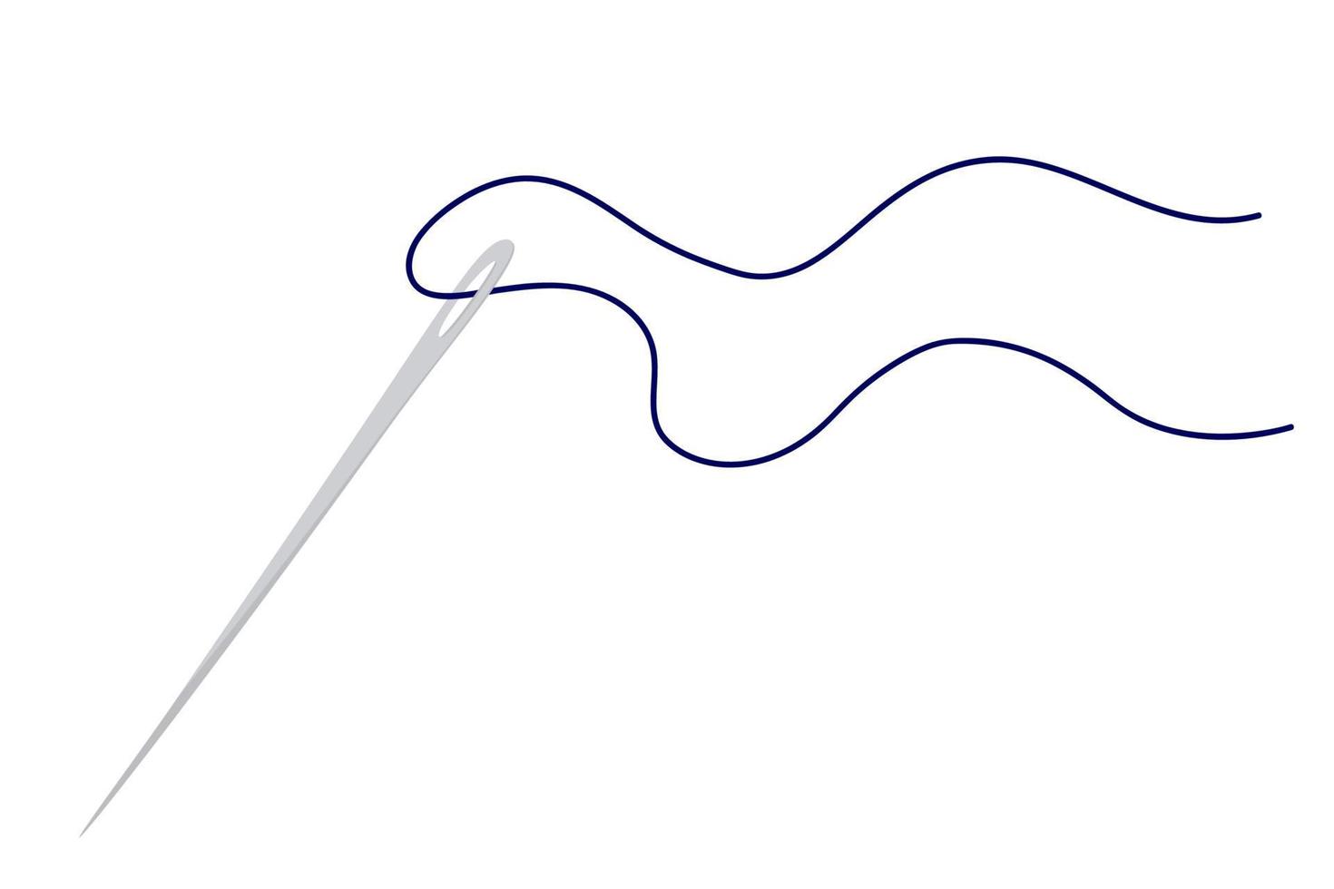 Sewing Needle with Blue Thread. vector