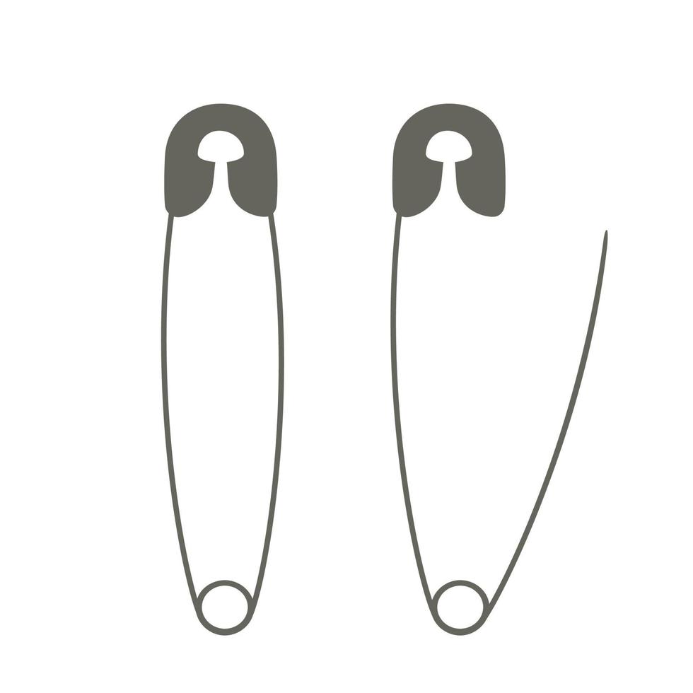 Open and Closed Safety Pins. vector