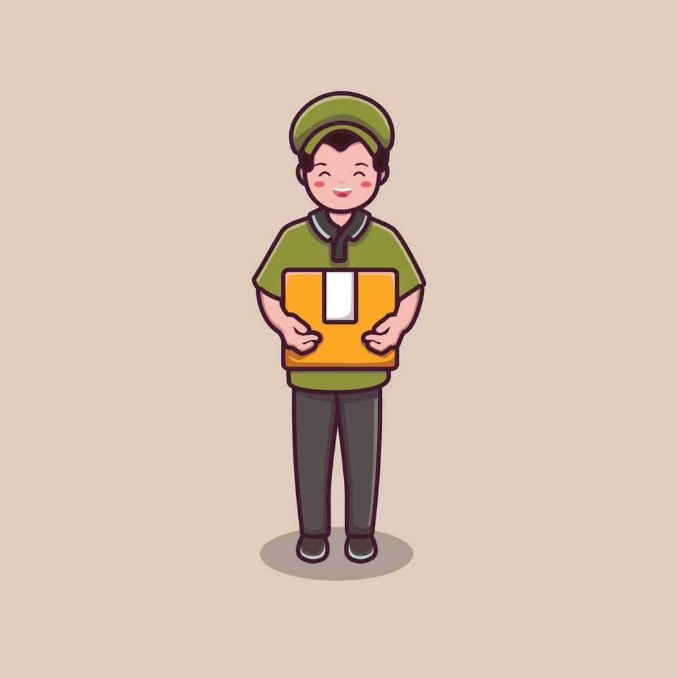 delivery man character vector holding box