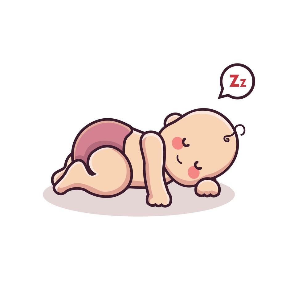 expresión de sueño de personaje de dibujos animados de bebé perezoso vector