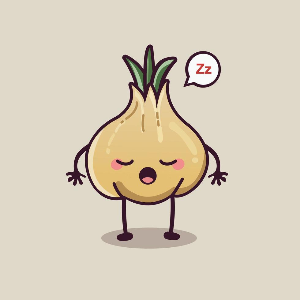 cute garlic slpeeping. garlic vector character