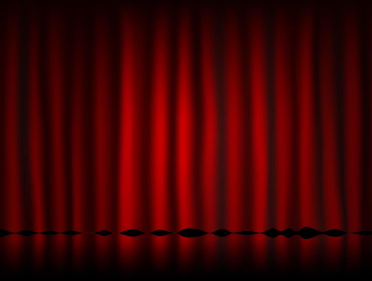Close view of a red curtain. Vector illustration.