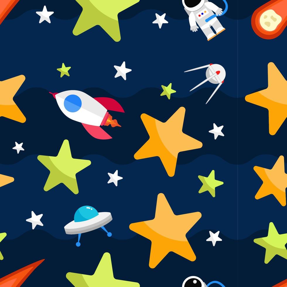 Stars Seamless Pattern with Space Elements vector