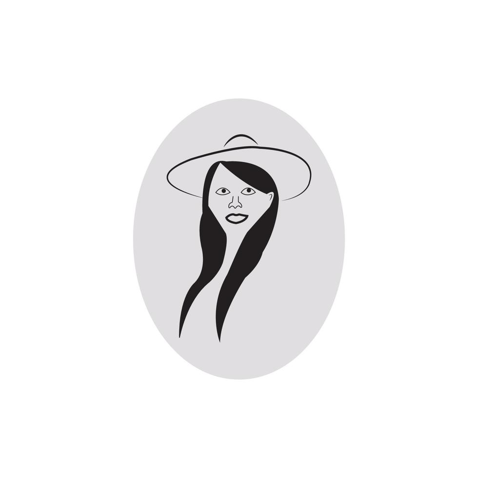 mujer cara silueta personaje ilustración logo icono vector