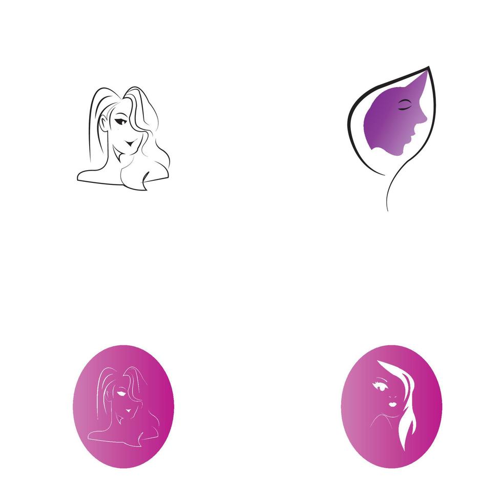 mujer cara silueta personaje ilustración logo icono vector