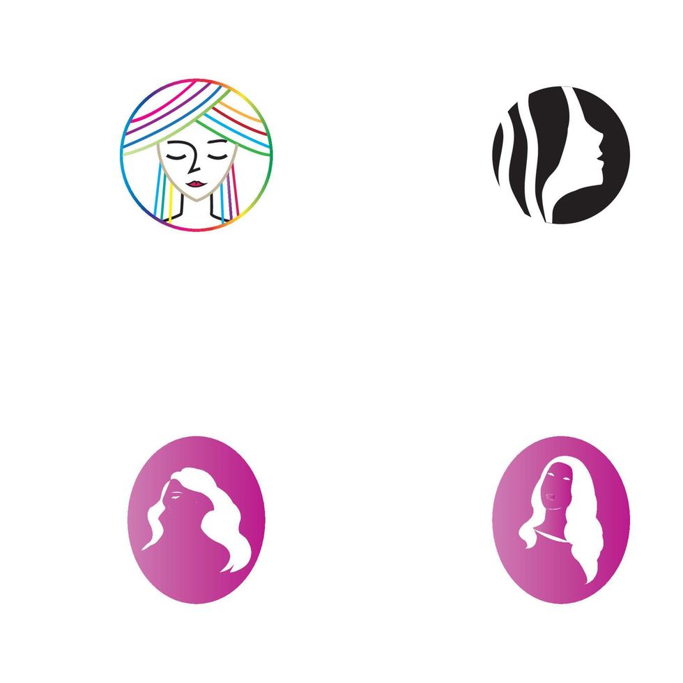 Woman face silhouette character illustration logo icon vector