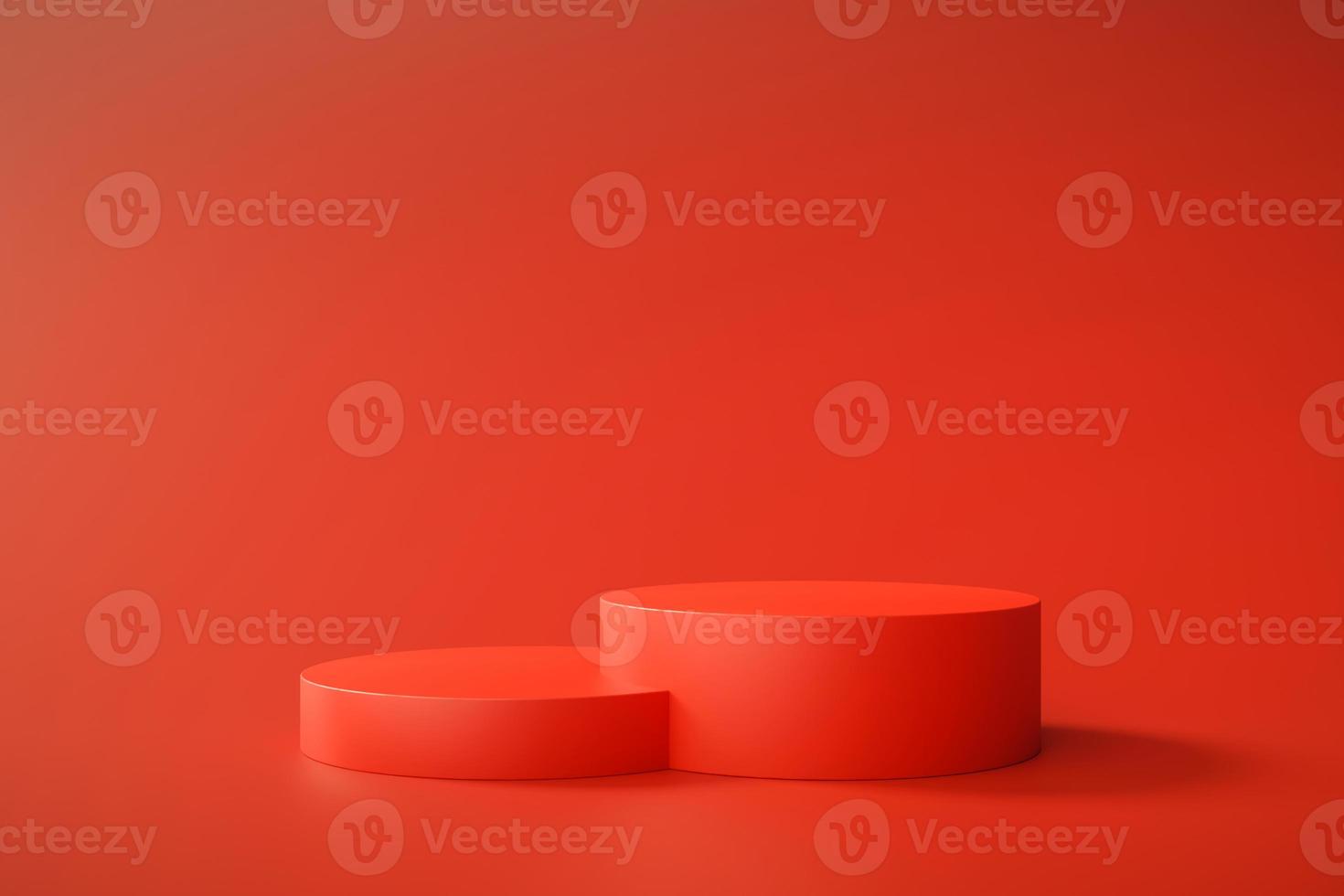 Red podium pedestal modern stand product display abstract background 3D rendering photo