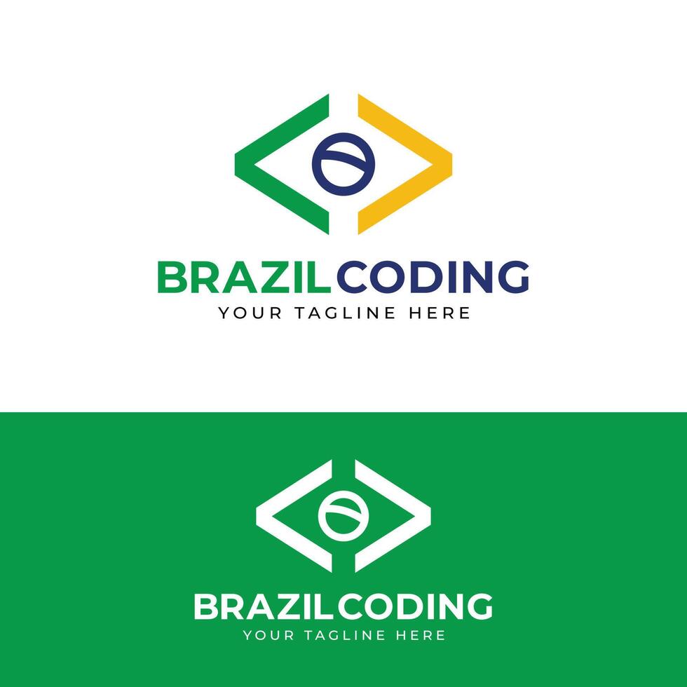 plantilla de diseño de logotipo de codificación de brasil vector