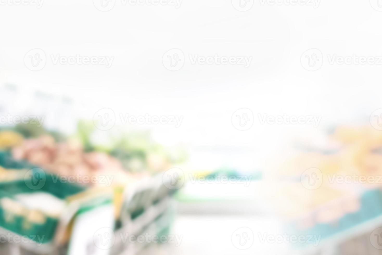 Blur image of aisle in fresh food department of supermarket for background photo