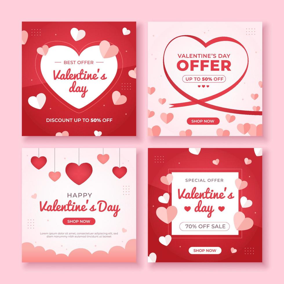 Valentine's Day Sale Social Media Post Template vector