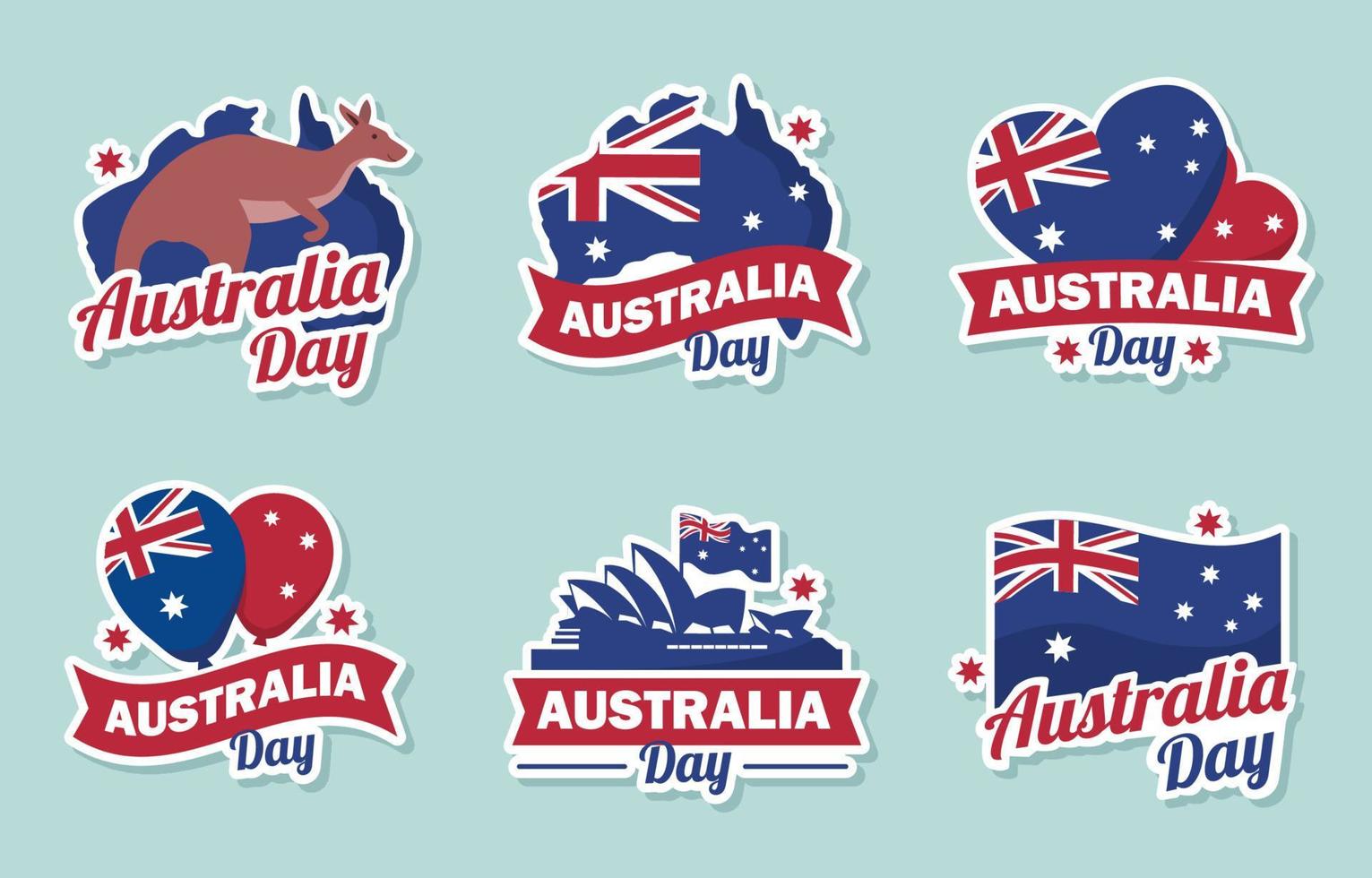 conjunto de pegatinas del día de australia vector