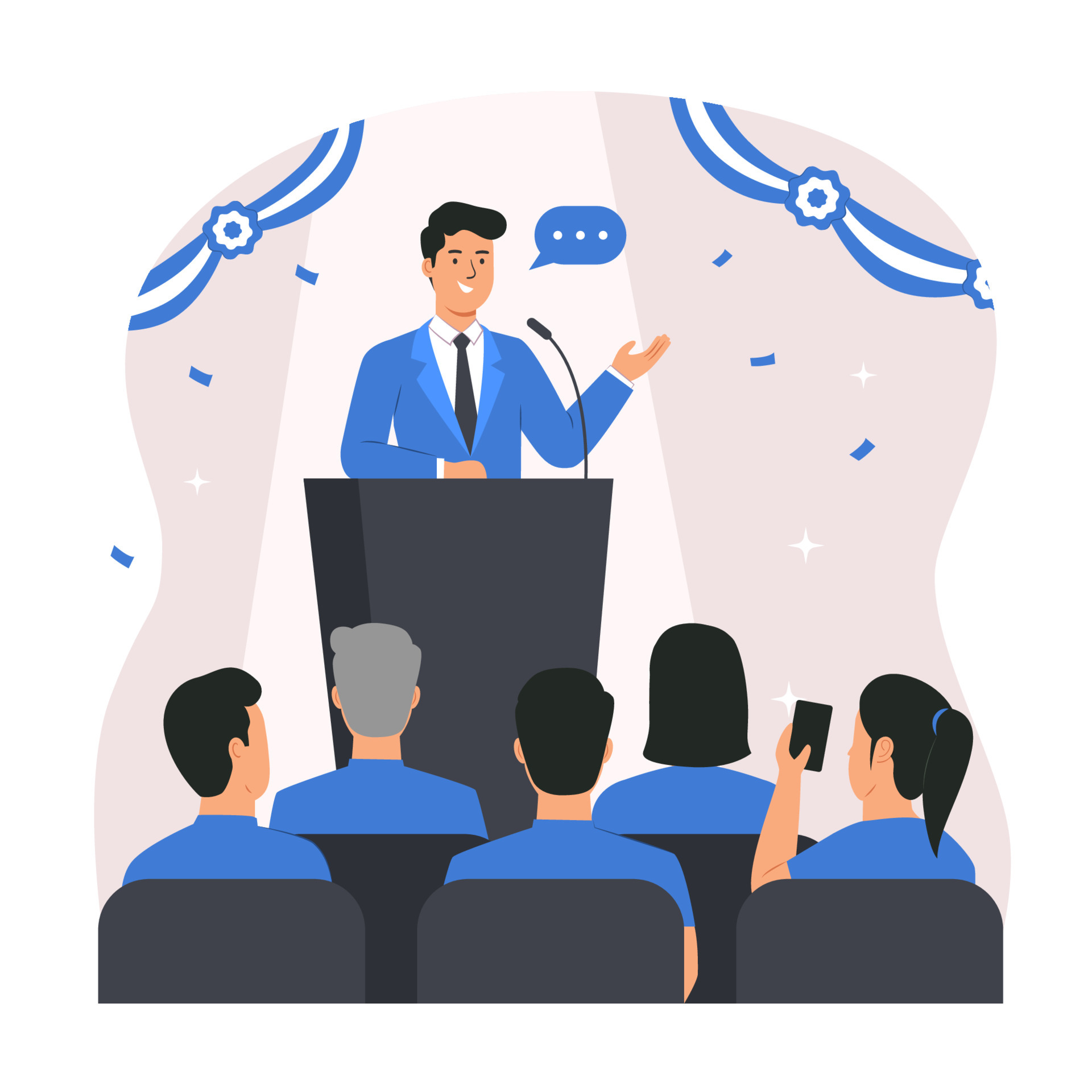 Public Speaker Speaking Behind the Podium 5206188 Vector Art at Vecteezy