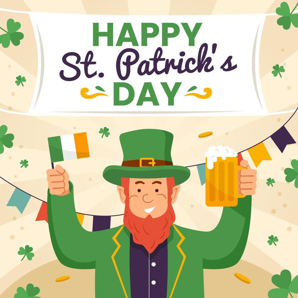 duende feliz celebra st. día de San Patricio vector