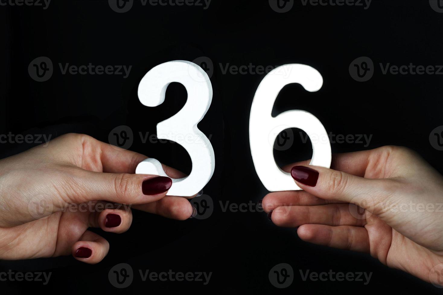 On the female palms figure thirty-six. photo