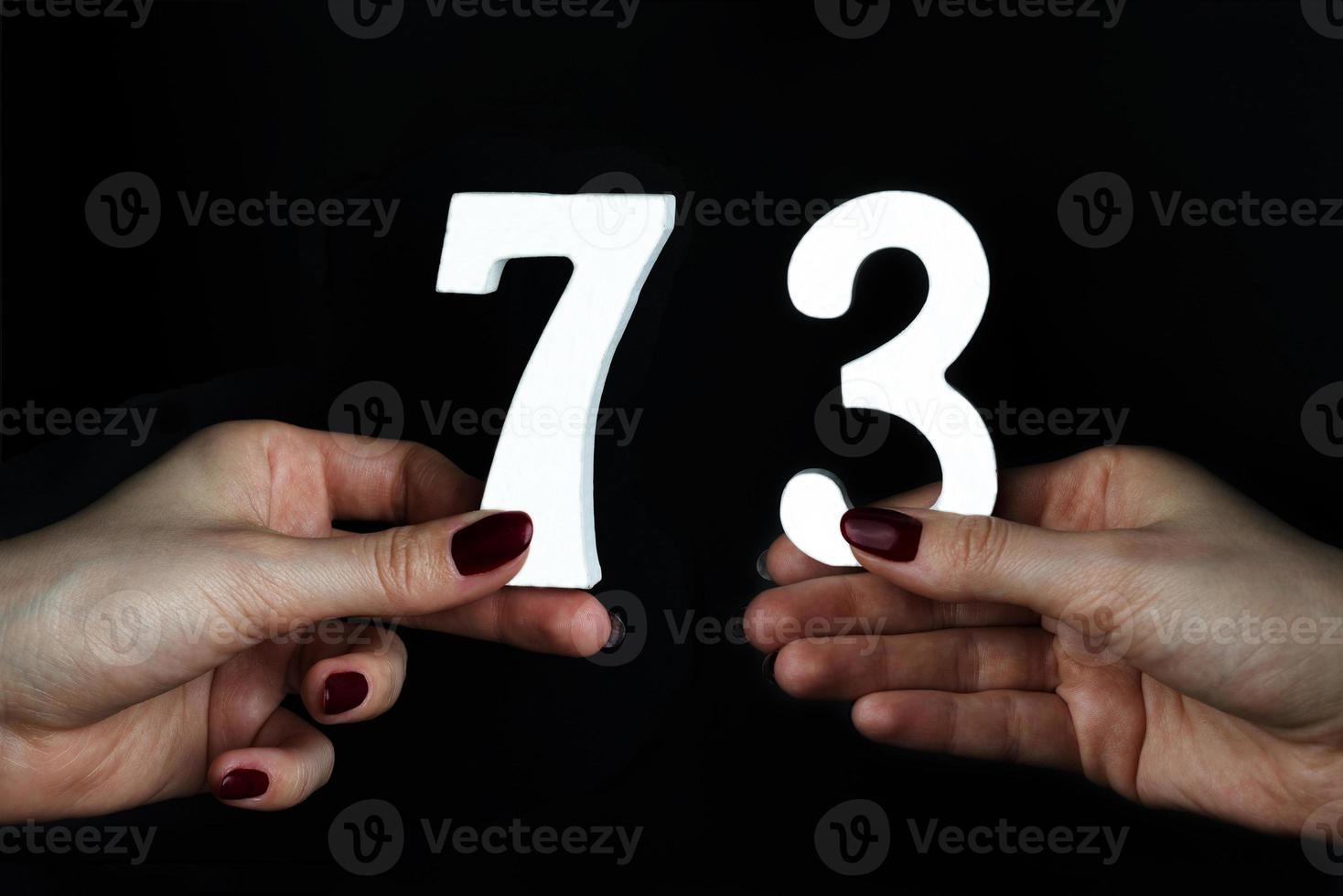 To female hands the figure of seventy-three. photo