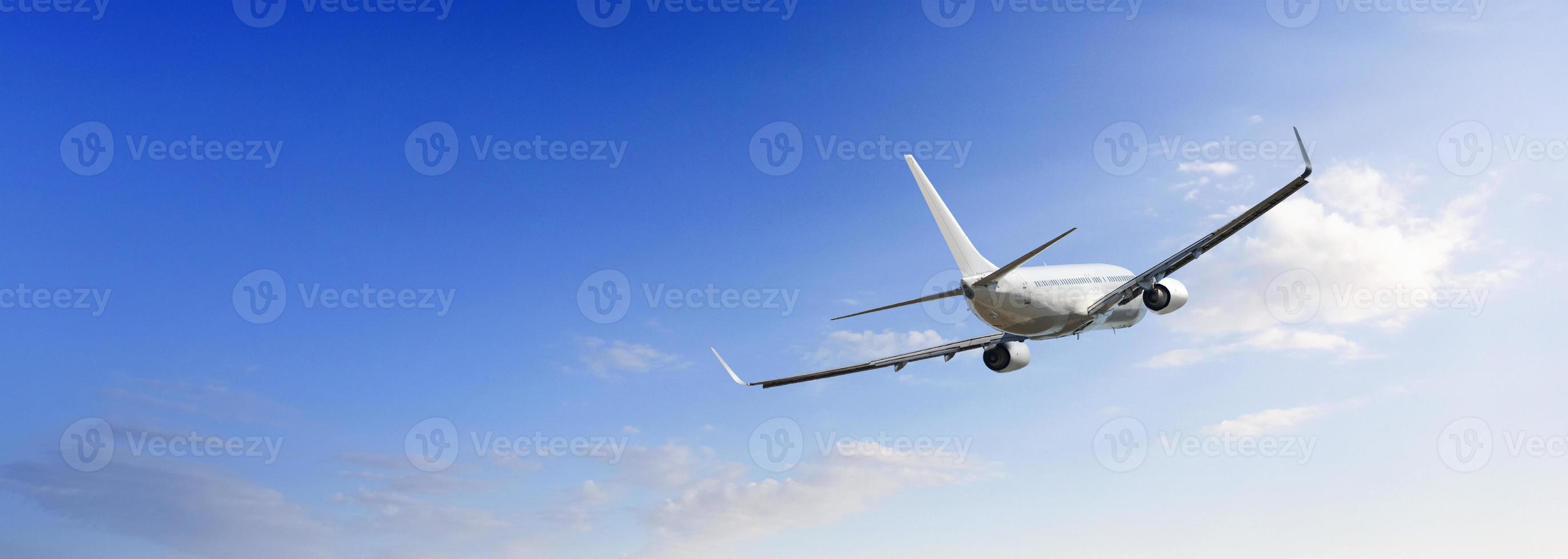 airplane flying away in to sky photo