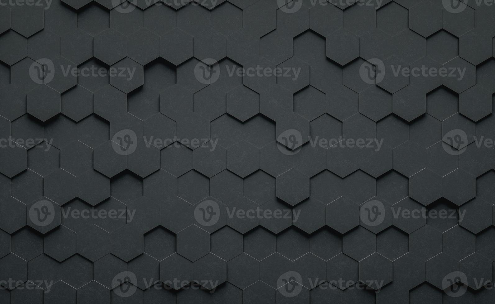 3D render. Black geometric hexagonal abstract background. Futuristic and technology concept photo