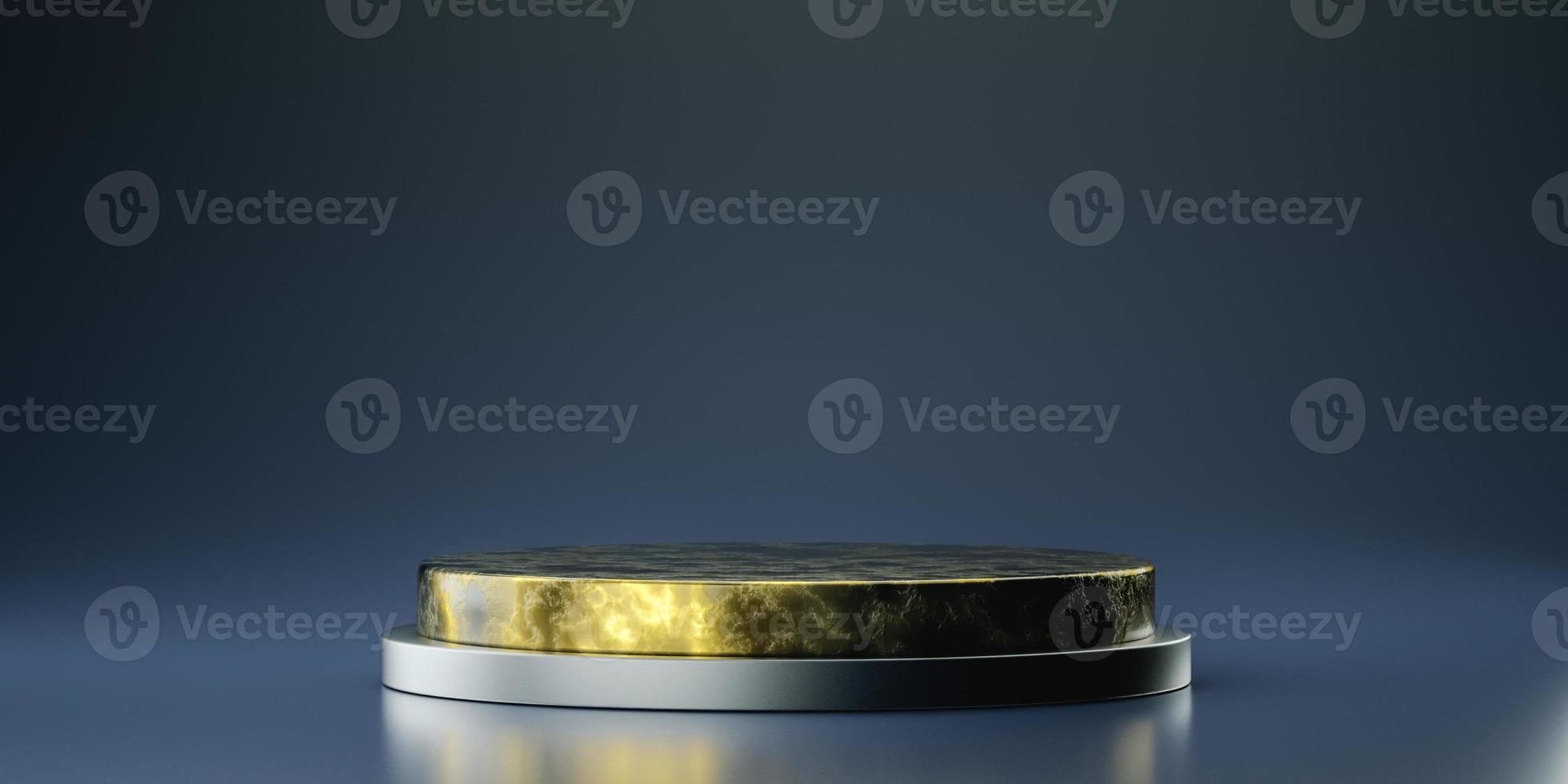 Black and gold marble cylinder shape of product display, Podium, Pedestal, Stand, 3D Rendering photo