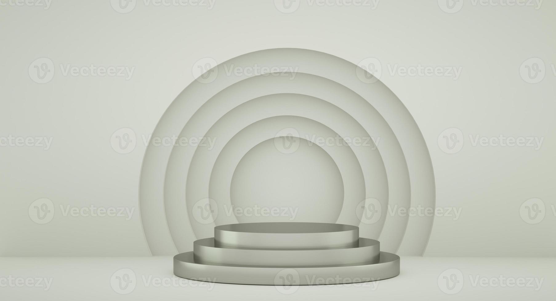 Podium for product presentation with yellow circles, 3d render background photo