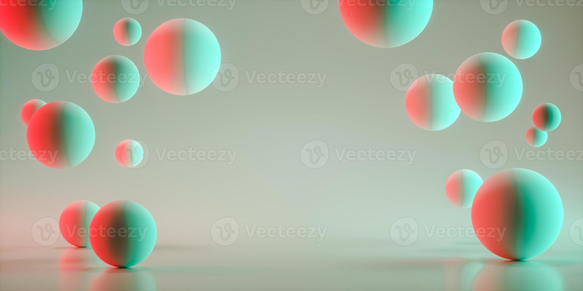 Floating spheres 3d rendering empty space for product show photo