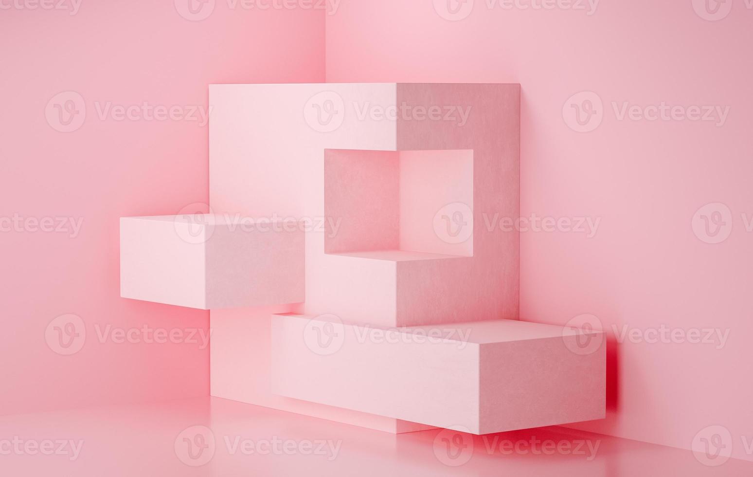 3d rendering stage display background, pink color photo