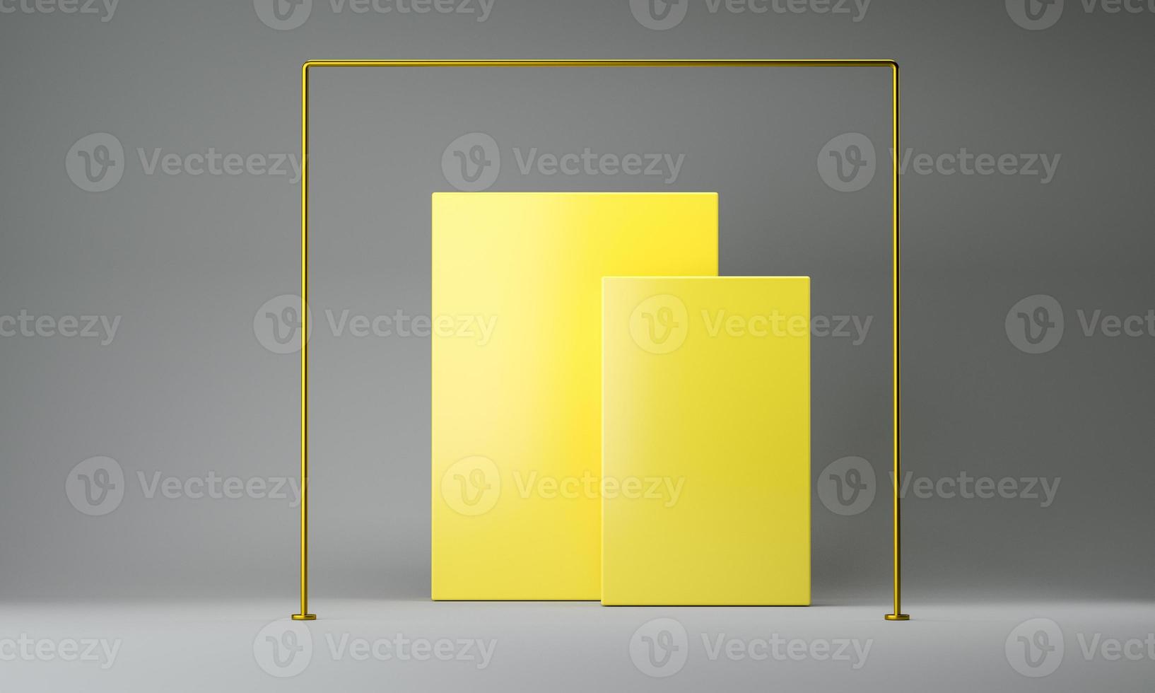color del año 2021. Render 3d geométrico vacío amarillo y gris abstracto foto