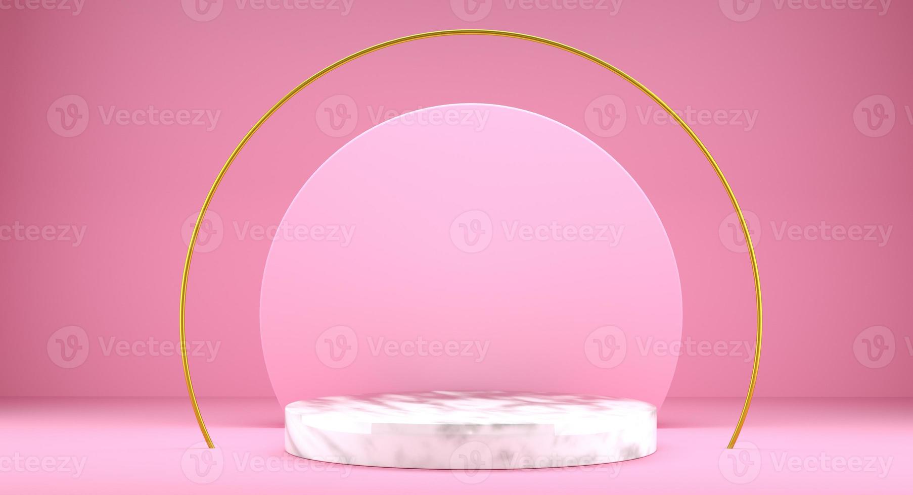 Mock up geometric shape podium for product design, 3d rendering, pink color photo