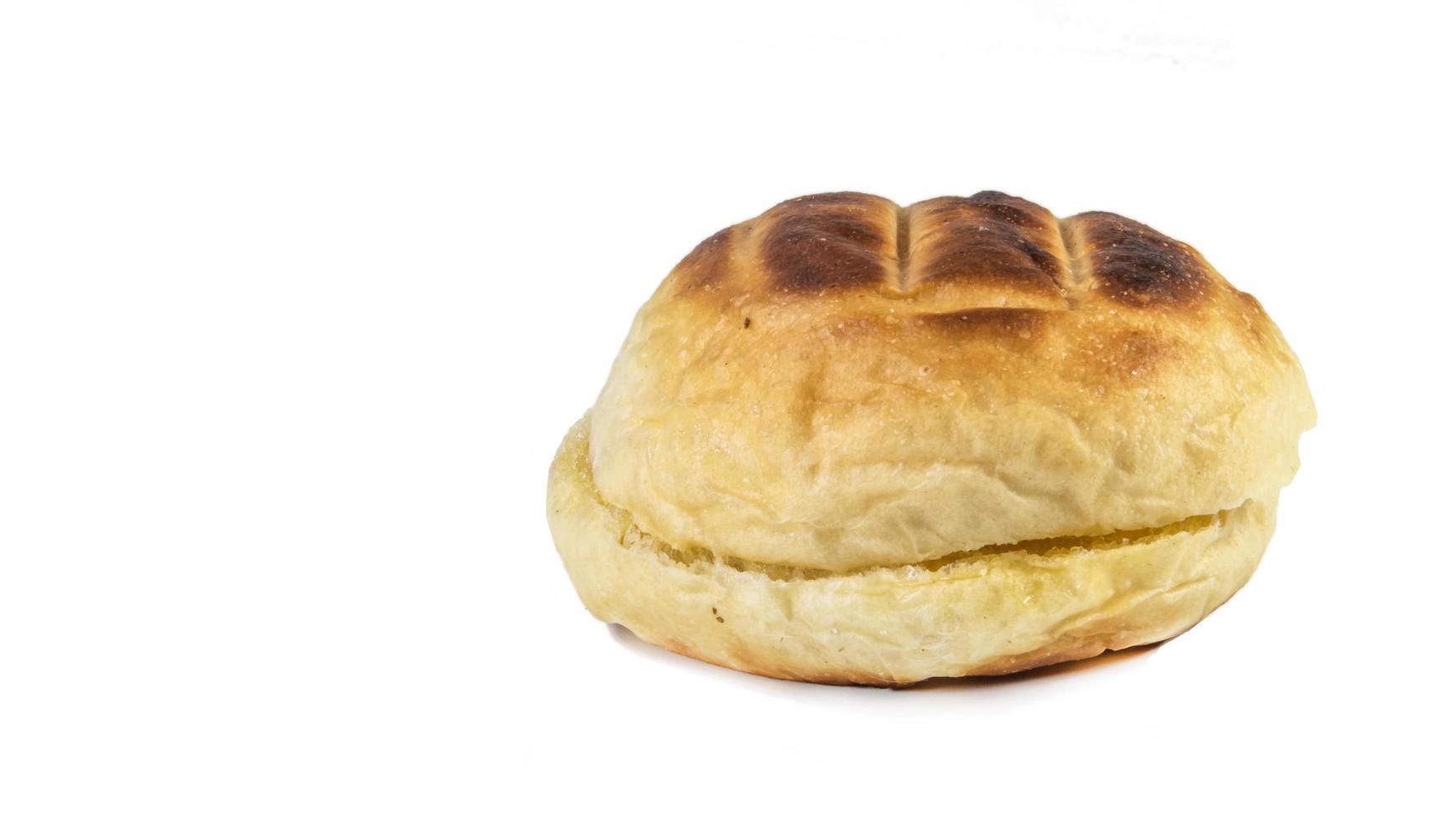 Round bun charcoal grilled serve with crispy bread photo