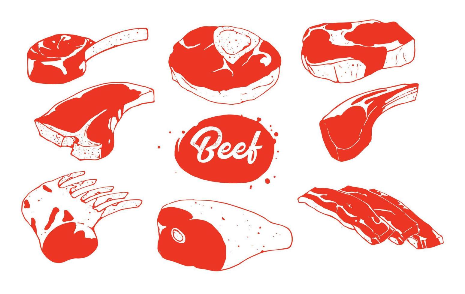 beef meat set illustration vector