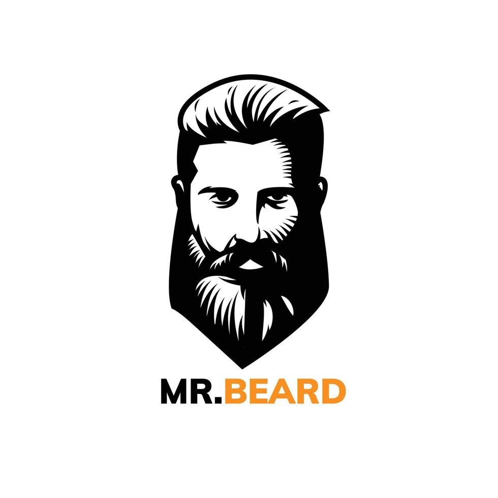 beard illustration for barbershop logo resource vector