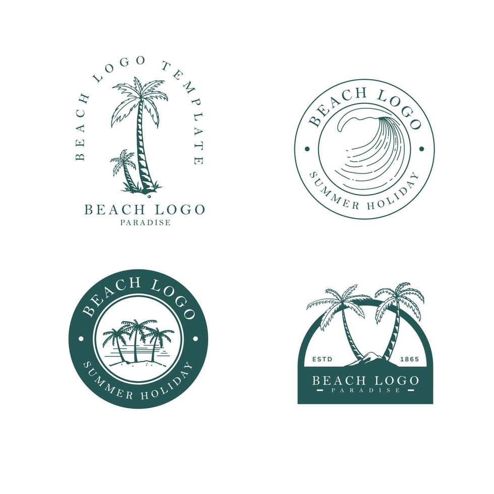 vintage beach logo template design vector