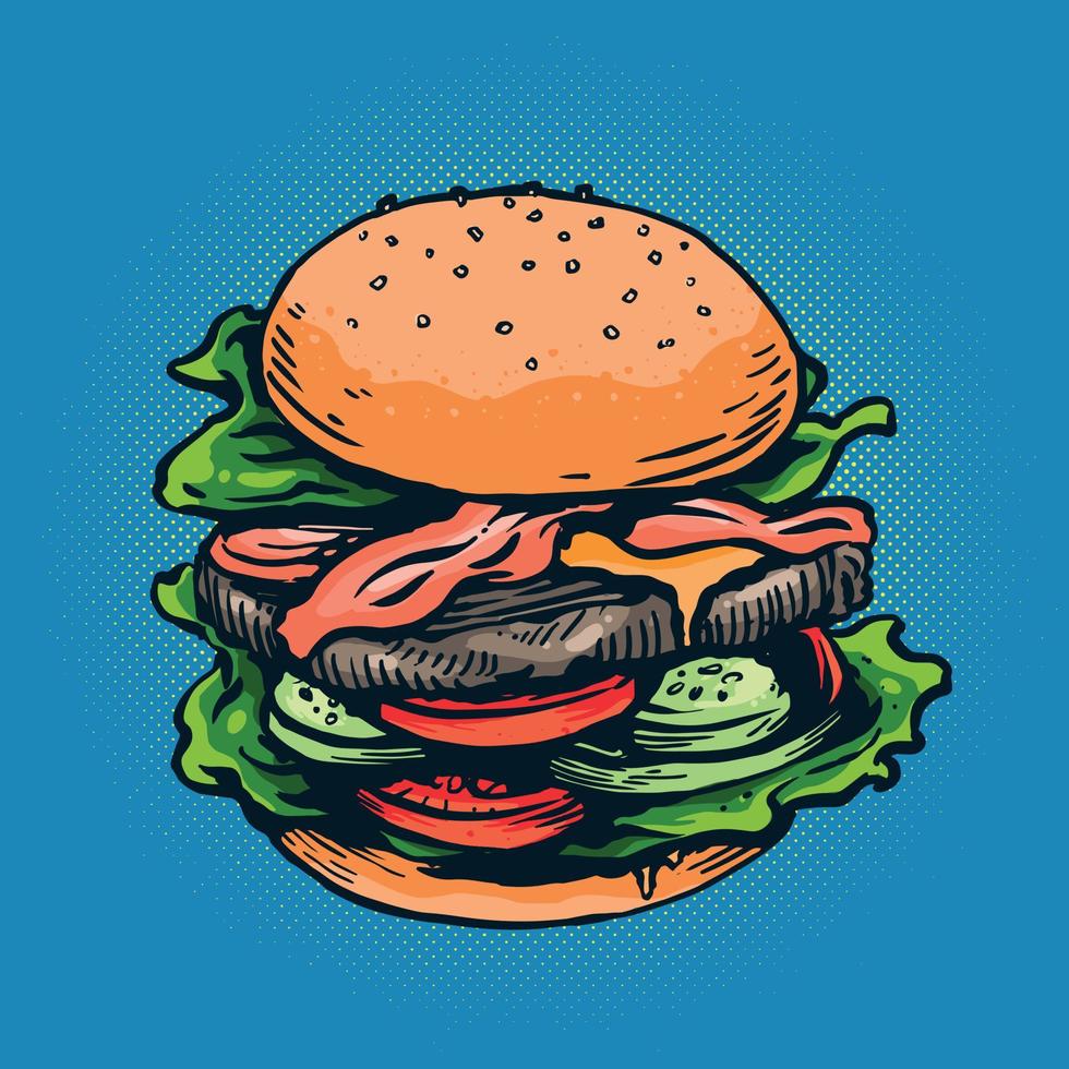 hamburguesa, ilustración, aislado vector