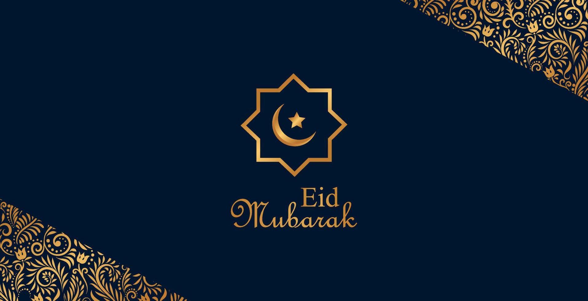 diseño de fondo de eid mubarak, banner islámico moderno, ayuno, web, afiche, volante, diseño de ilustración publicitaria vector