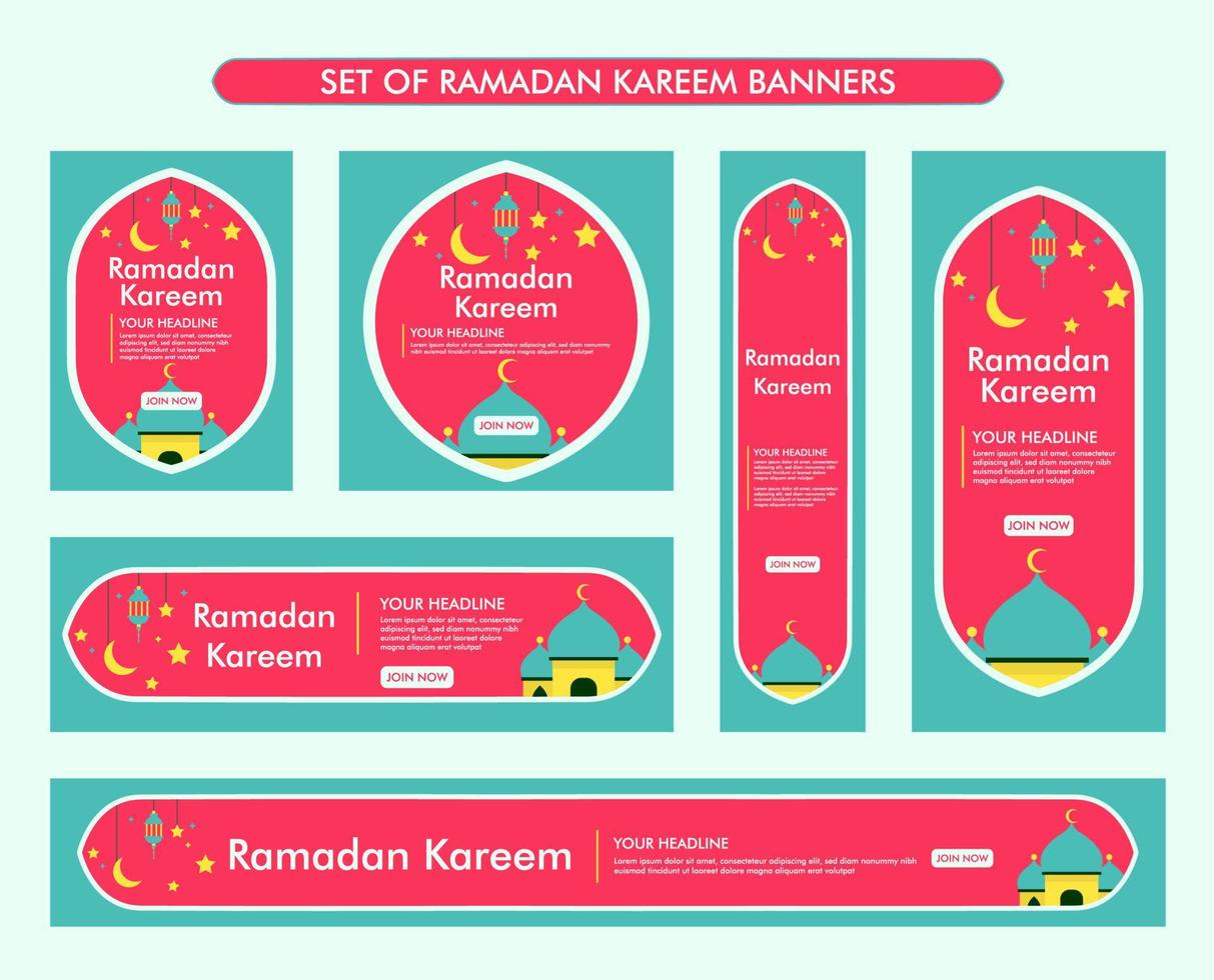 set of ramadan kareem background design, modern islamic banner collection, fasting, web, poster, flyer, advertising illustration design vector