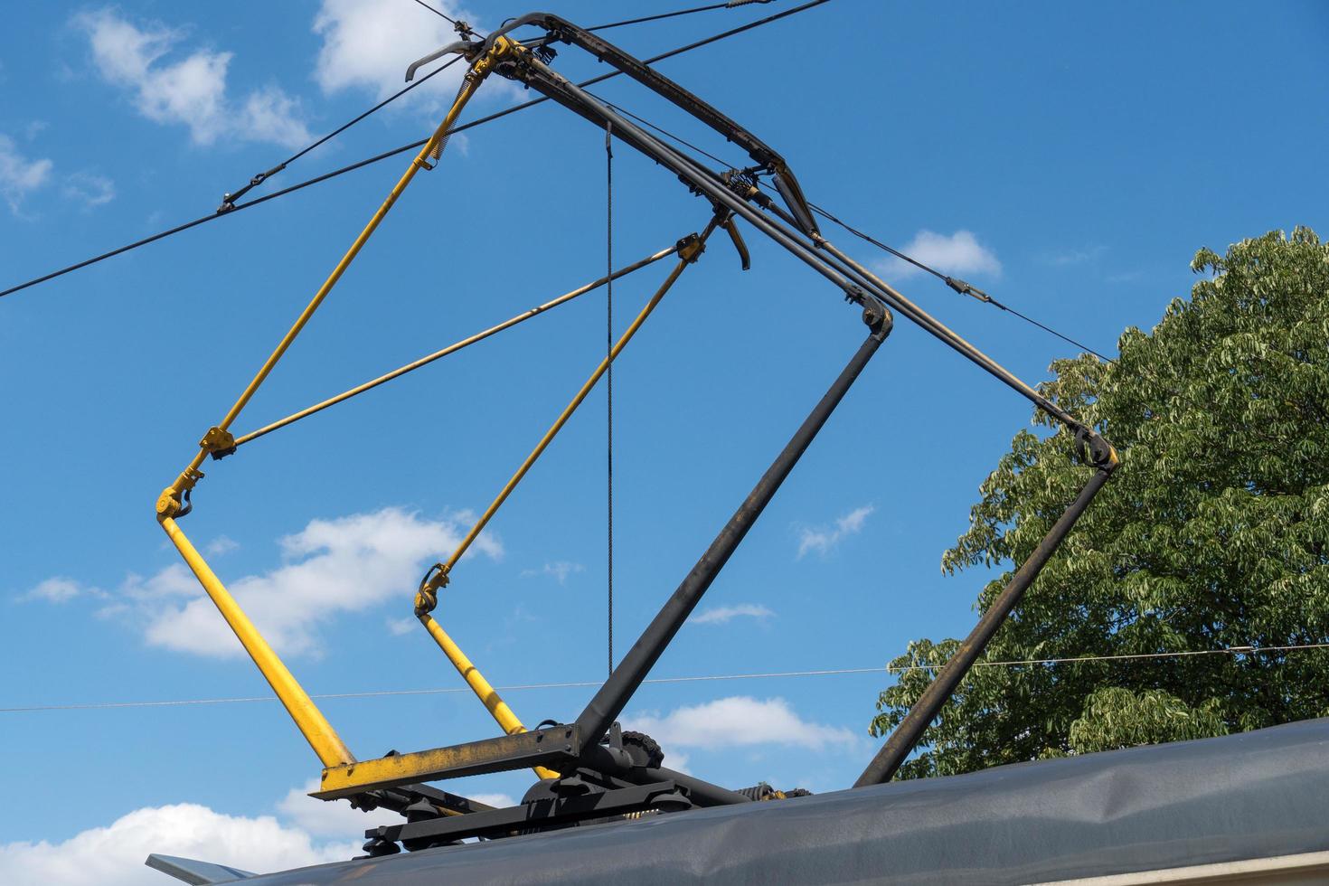 sistema de cable de carro. transmisión de energía eléctrica, detalle foto