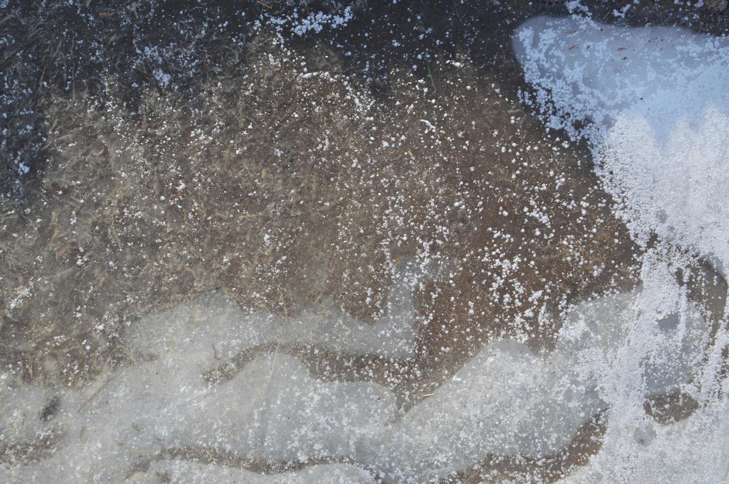 Ice texture on the ground winter patterns photo