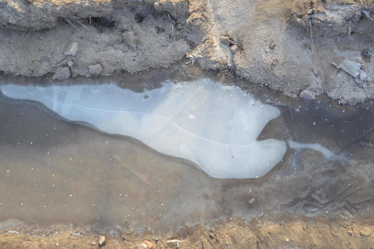 textura de hielo en el suelo patrones de invierno foto