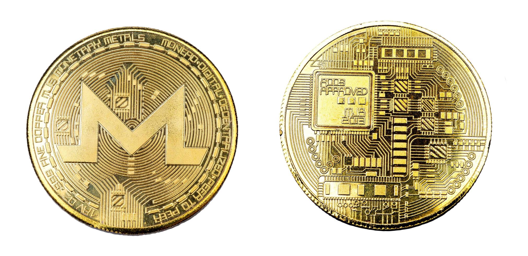 The gold bitcoin on a white isolated background. photo