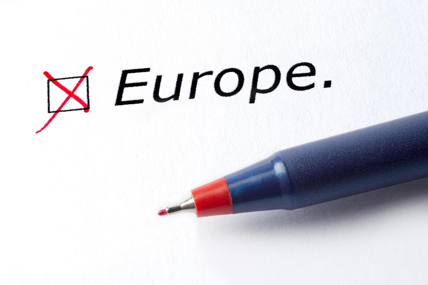 The word Europe is printed on a white background. photo