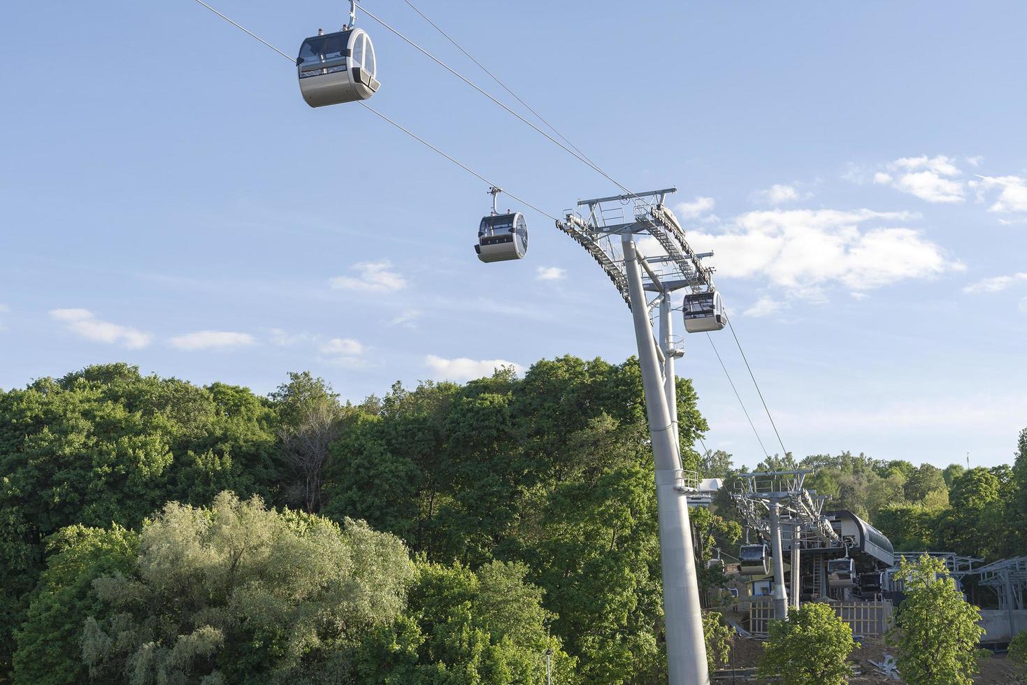 the cable car passes over the Moscow river photo