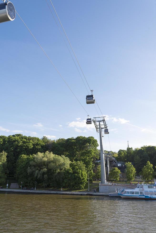 the cable car passes over the Moscow river photo