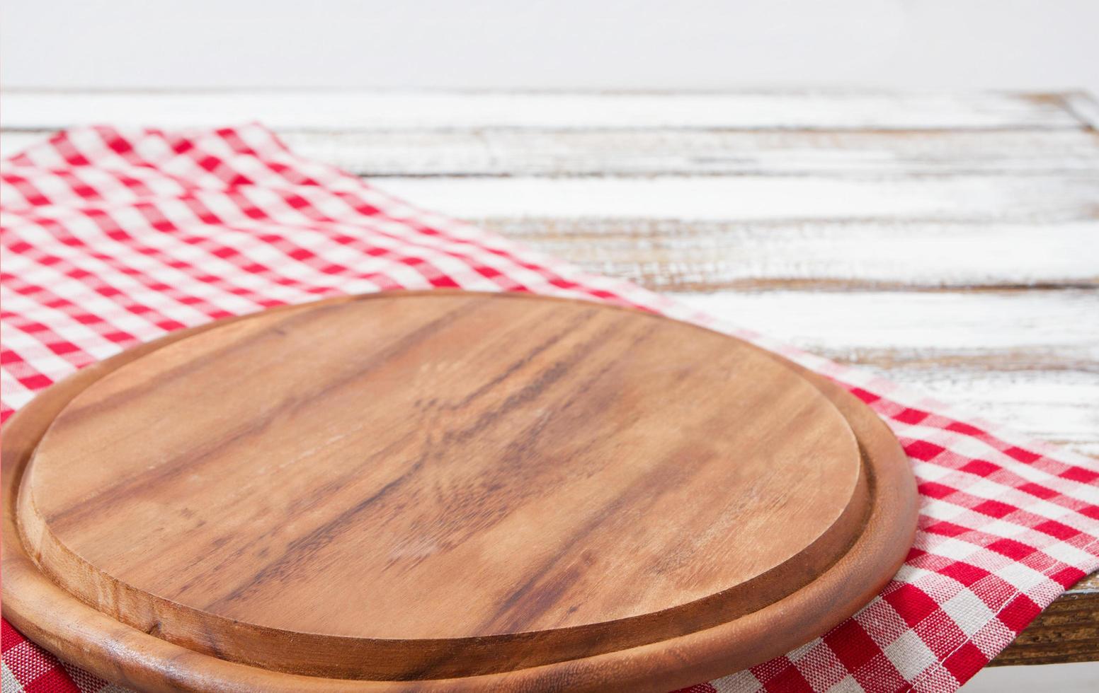 pizza desk,tablecloth on wooden table selective focus, holiday concept photo