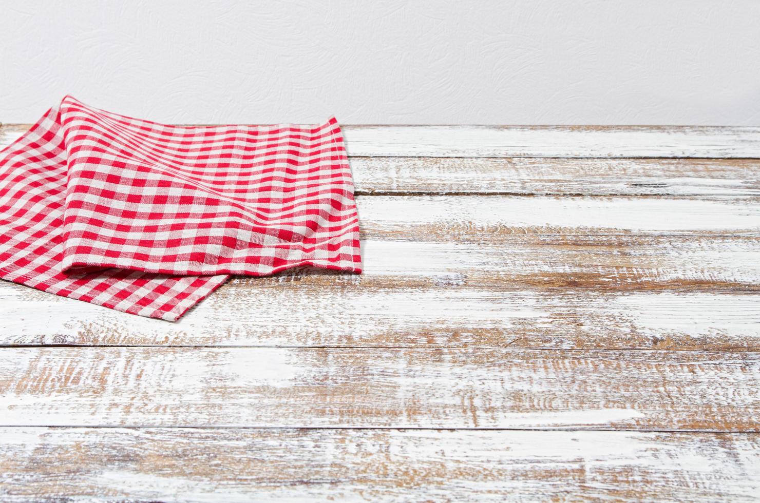 Kitchen cloth on wood table with copy space - Vintage Filter, copy space photo