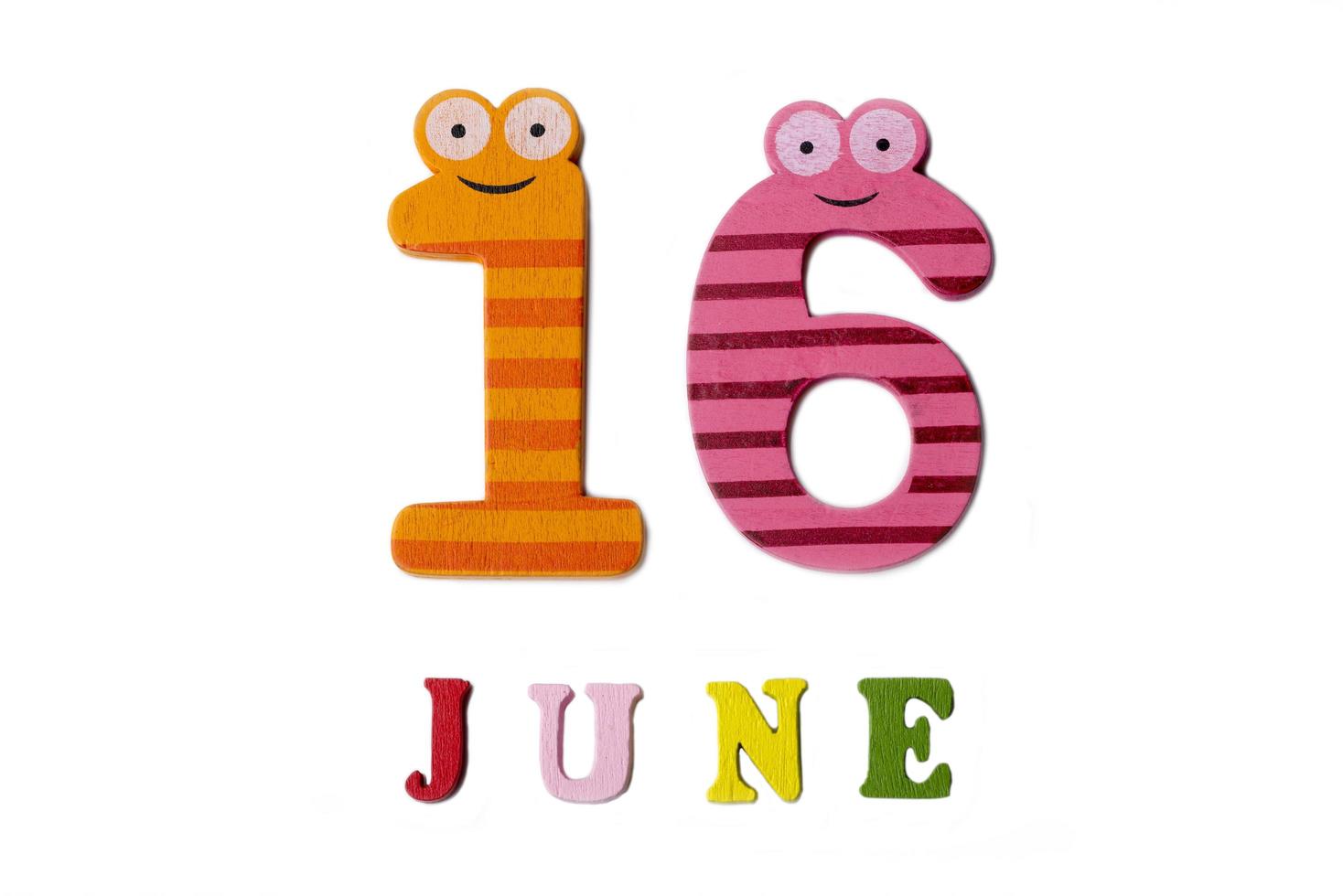 June 16. Image 16 of June, on a white background. photo