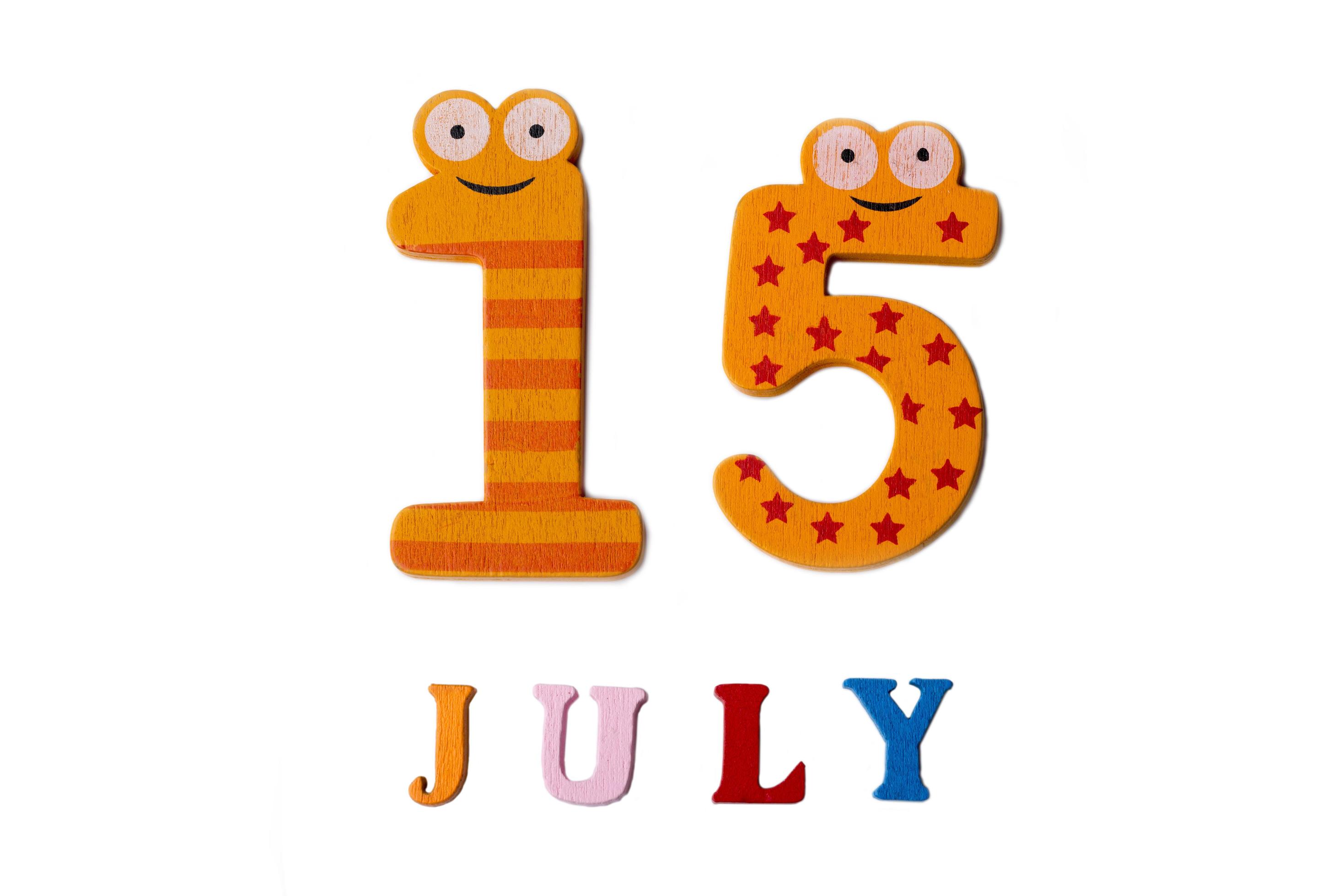 july-15-the-image-on-15-july-on-a-white-background-5209168-stock